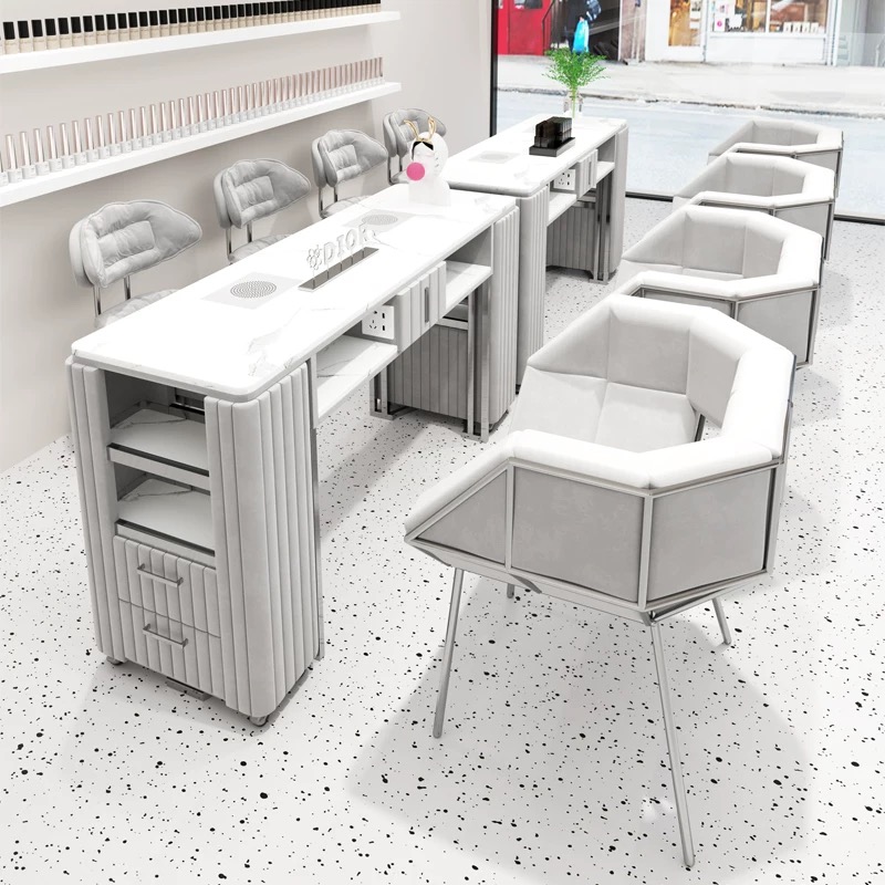 Interior Design Nail Salon - Lüks Modern Bej Tırnak Sanatı Mobilyaları