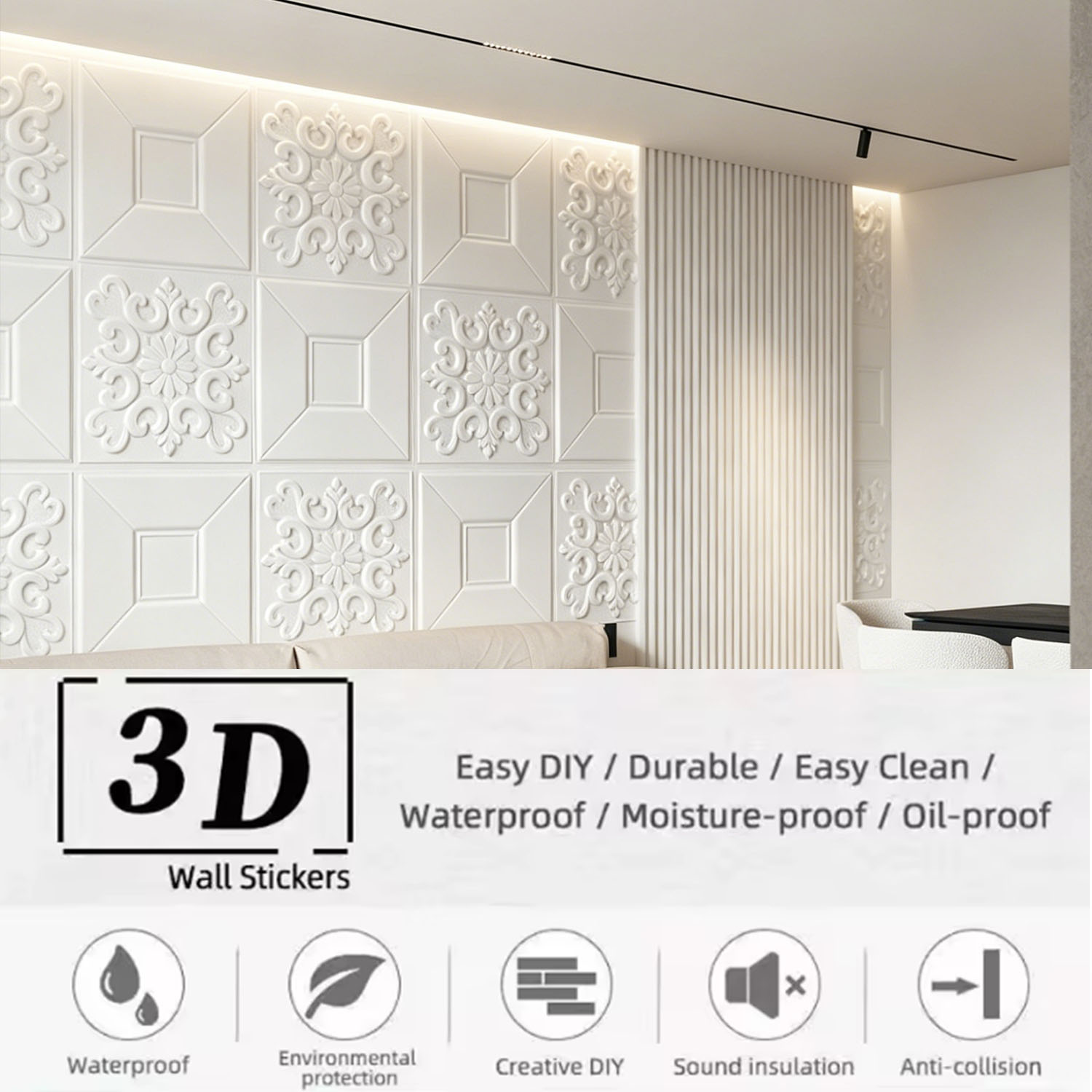 Beyaz 3D Dokulu Duvar Paneller - Wall Panel 3D Texture incelemesi ve fiyatı